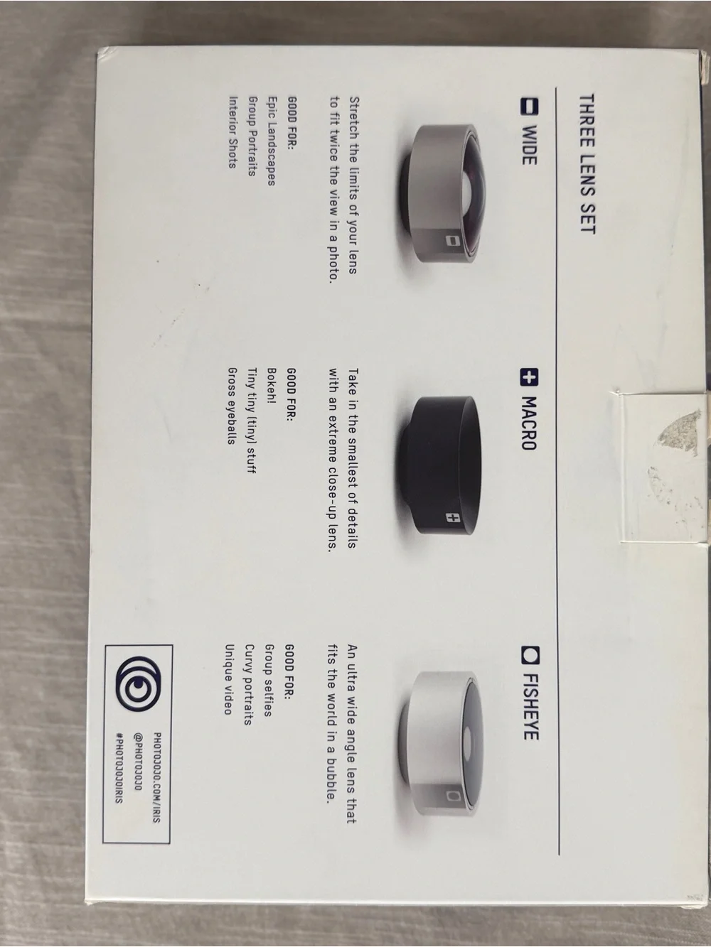 White Smartphone Camera Lens Kit with Clip-On Mount